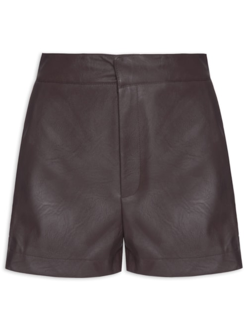 Short Feminino com Trançado nas Laterais - Marrom