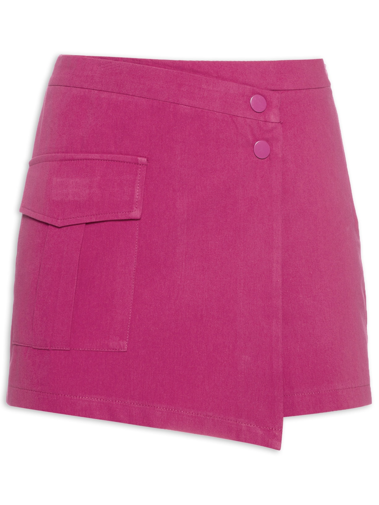 Short Feminino Cós Deslocado E Bolso Cargo - Rosa
