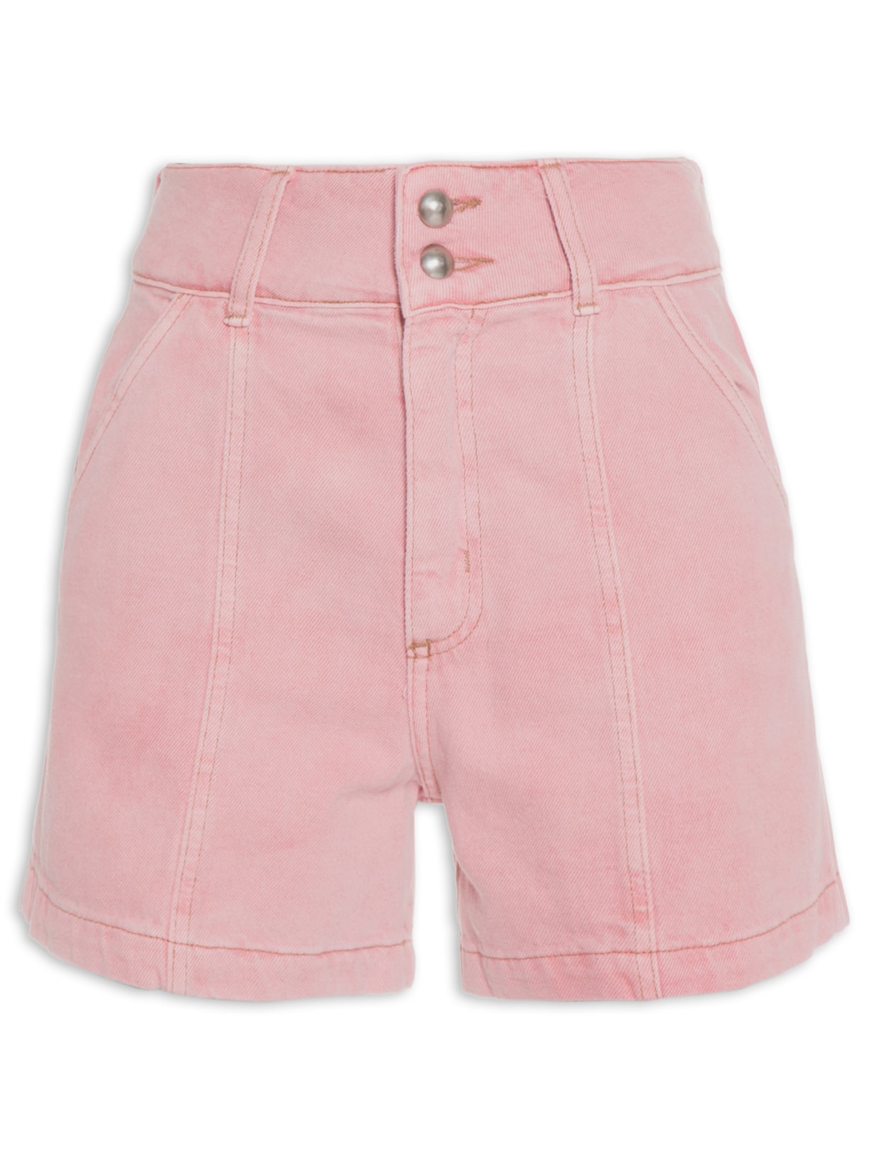 Short Feminino Cós Duplo Sarja - Rosa