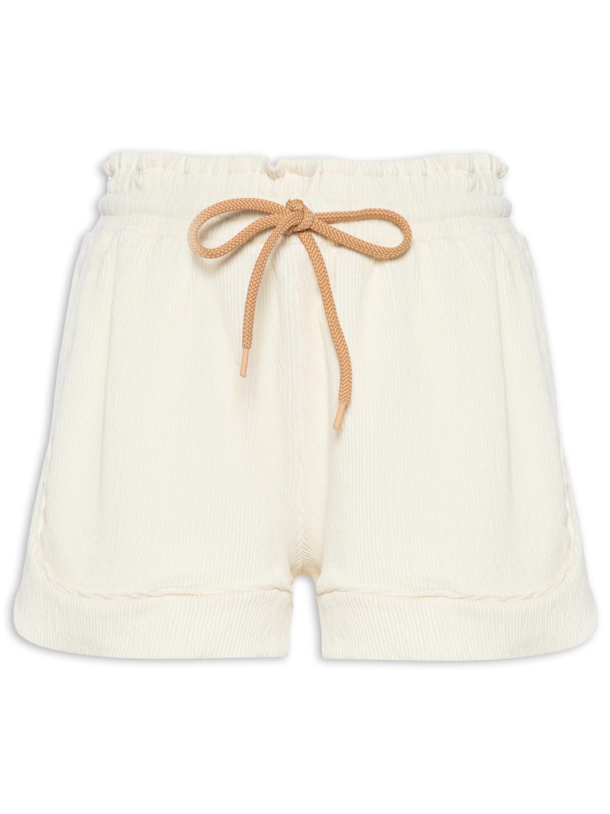 Short Feminino Cós Elástico Textura - Bege