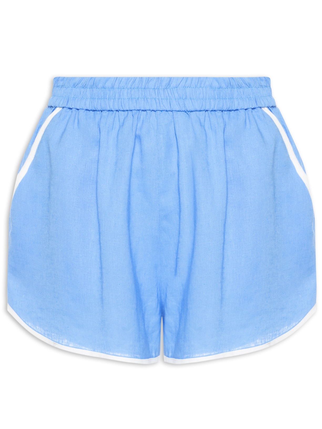 Short Feminino Cós Elástico Viés Contrastante - Azul