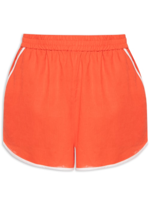 Short Feminino Cós Elástico Viés Contrastante - Vermelho