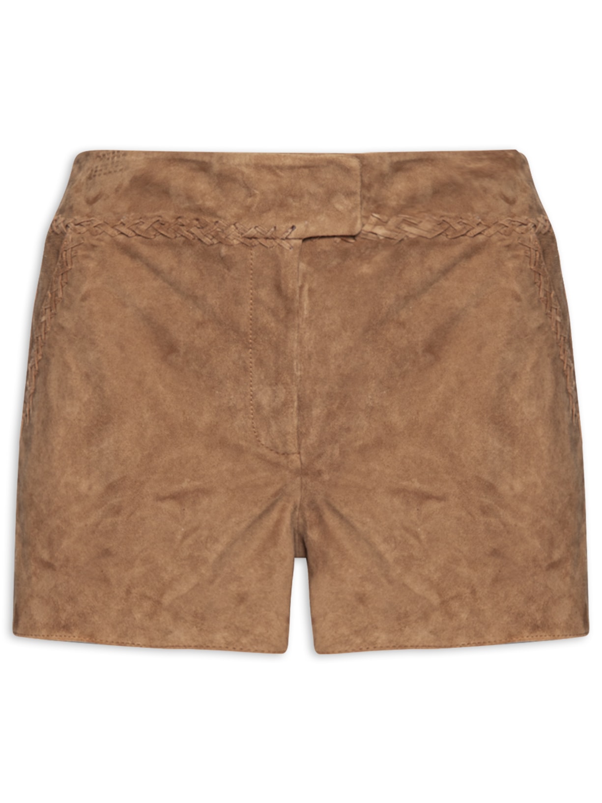 Short Feminino Couro Trançado Marrom Maria Filó