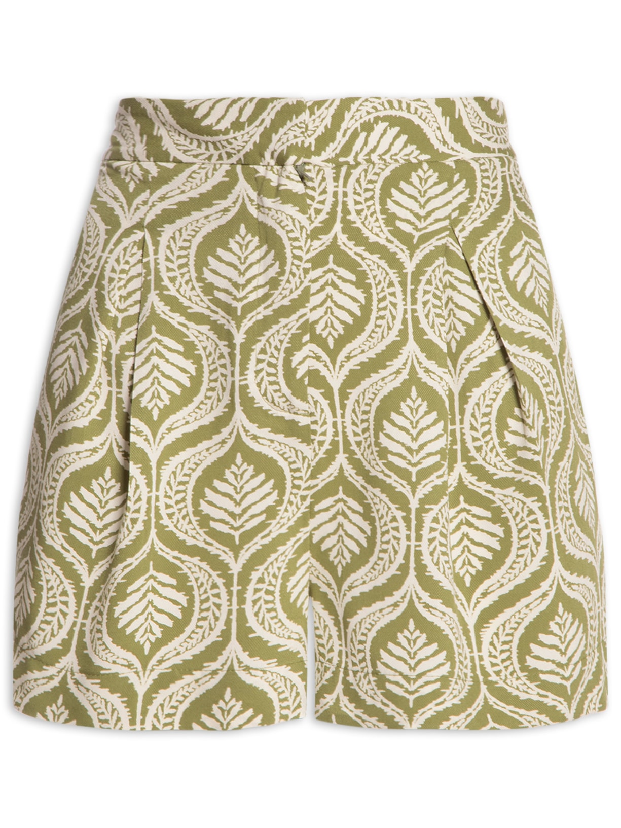 Short Feminino Crepe Estampa Jardim - Verde