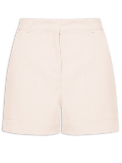 Short Feminino Curto Com Bolsos Frontais - Bege