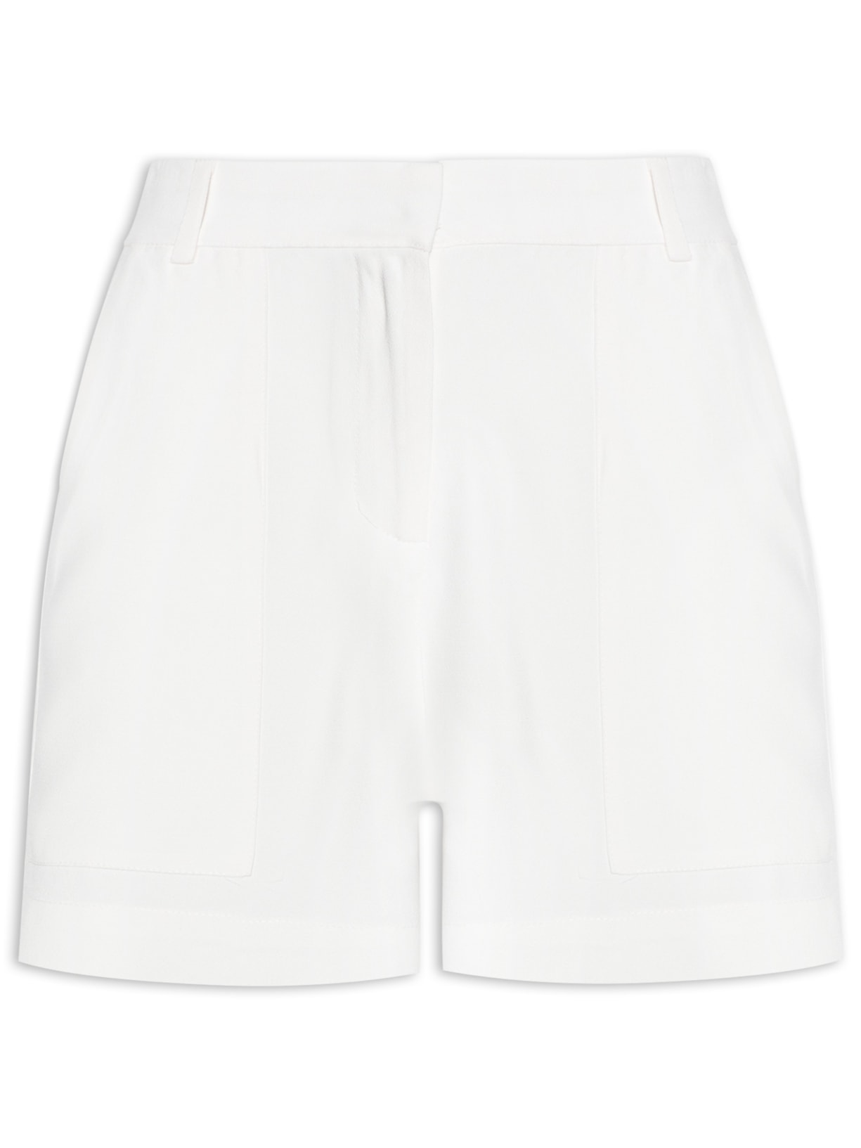Short Feminino Curto Com Bolsos Frontais - Off White