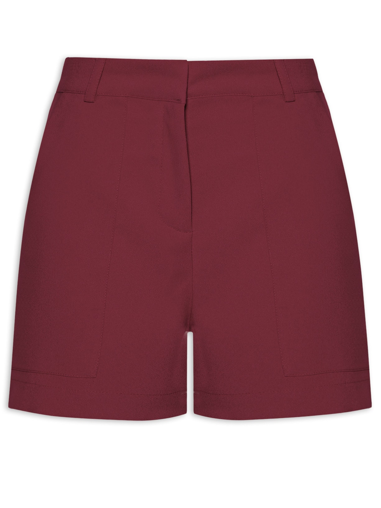 Short Feminino Curto Com Bolsos Frontais - Vinho