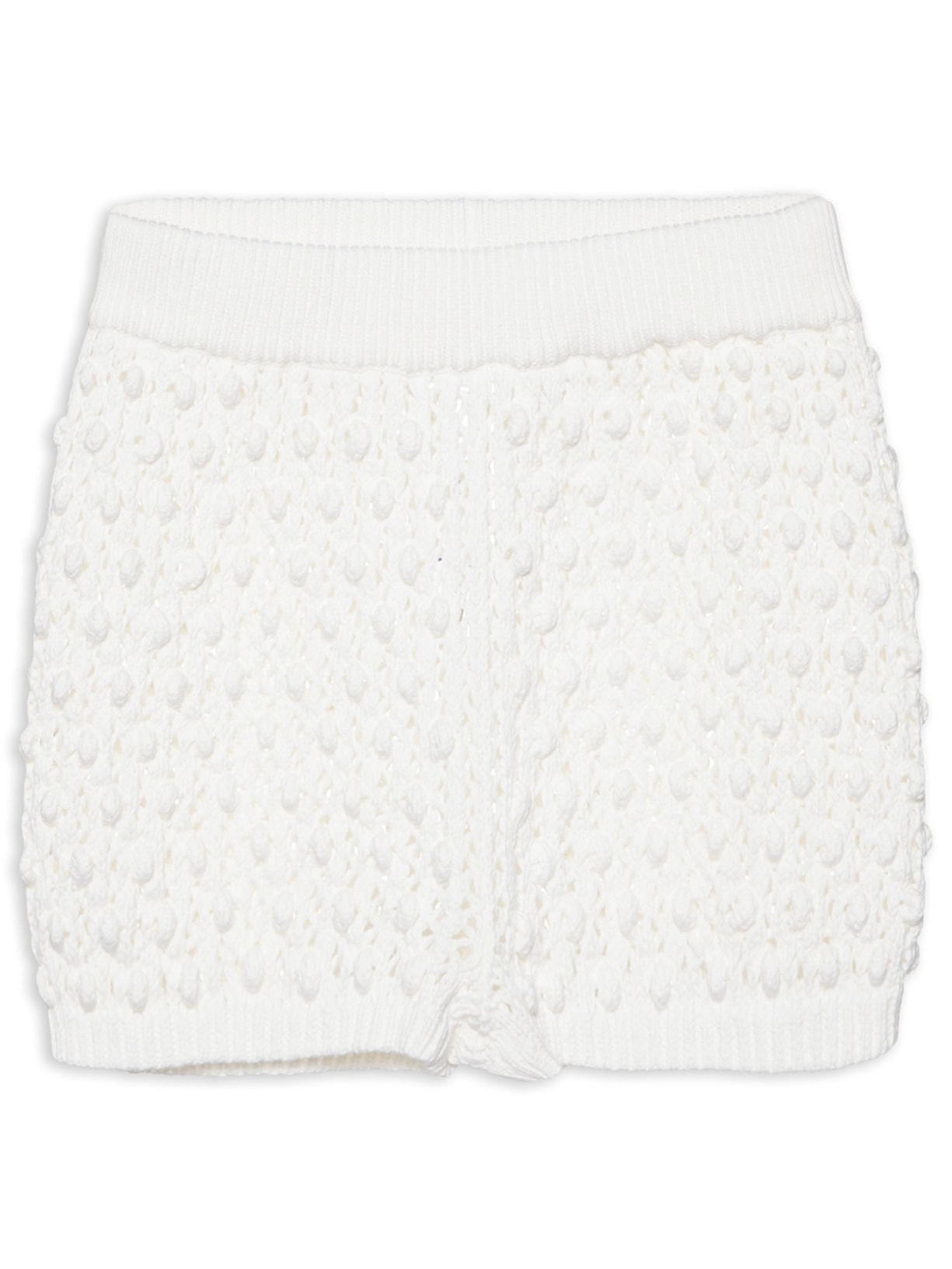 Short Feminino Curto Em Ponto Pipoca - Branco