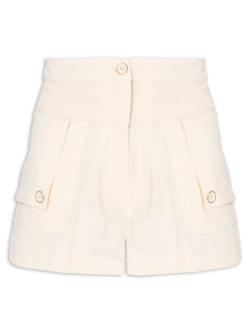 Short Feminino Curto Pesponto - Bege