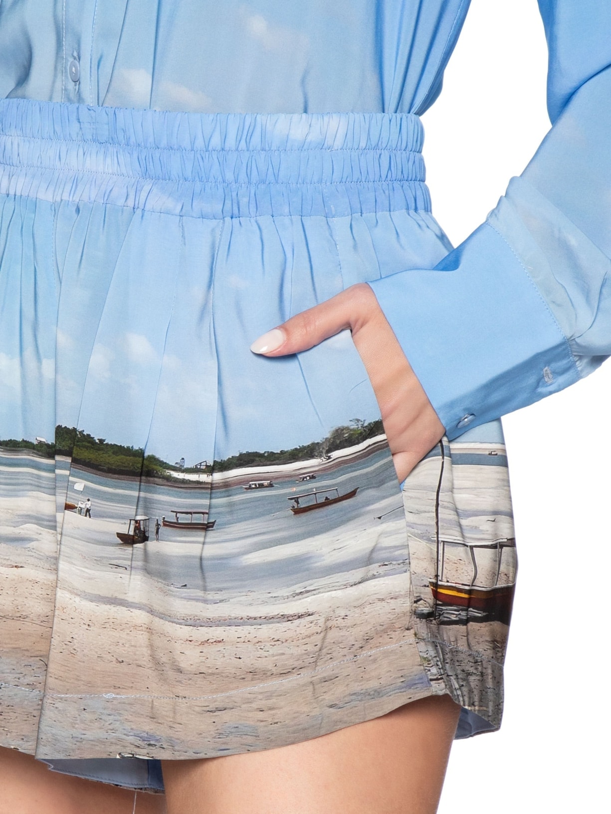 Short Feminino Curto Salinas Azul Animale