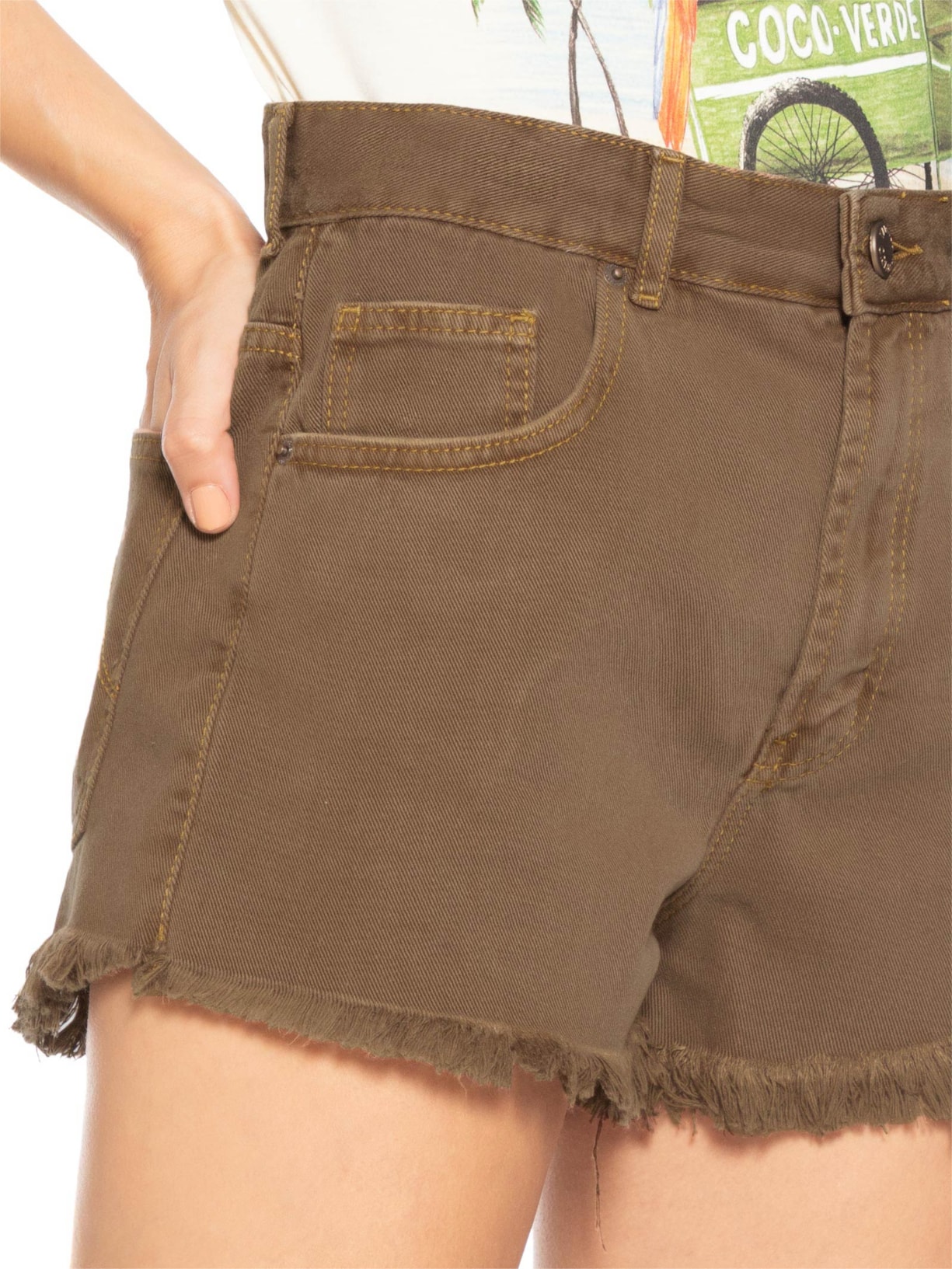 Short Feminino Curva Sarja Marrom Farm