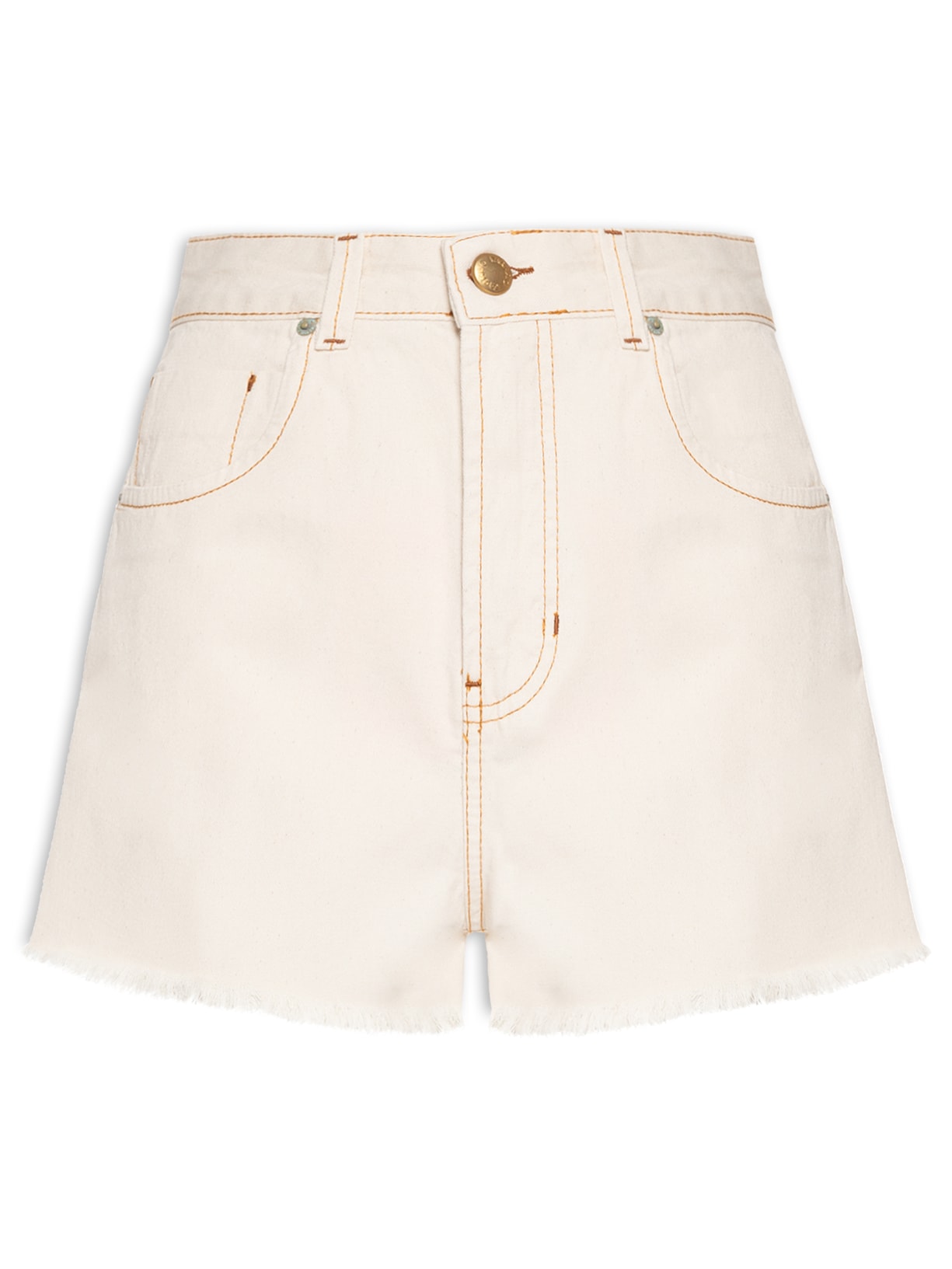 Short Feminino Curva White Denim Bege Farm