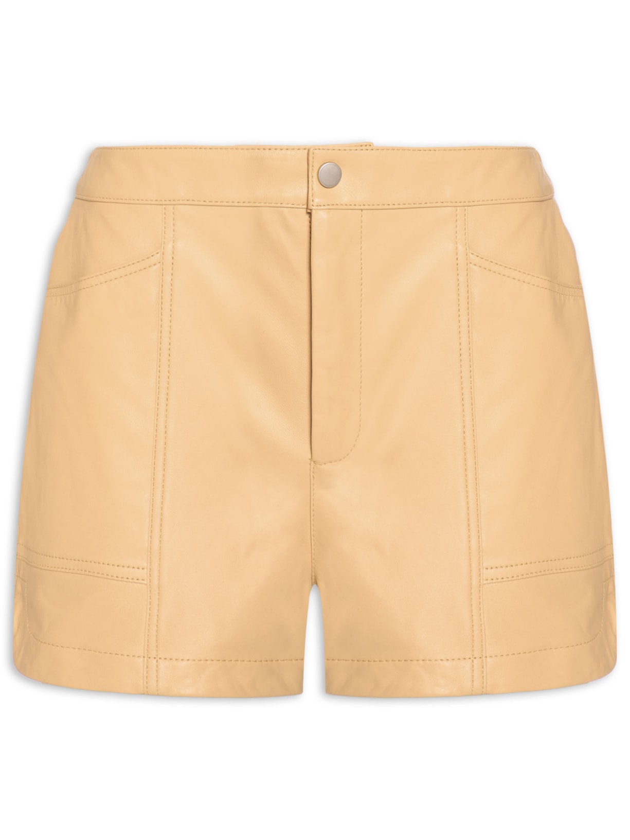 Short Feminino De Couro Bege Animale Jeans