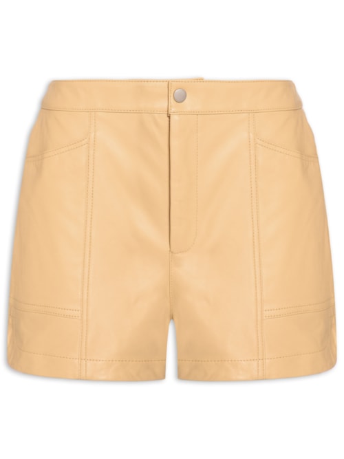 Short Feminino De Couro - Bege
