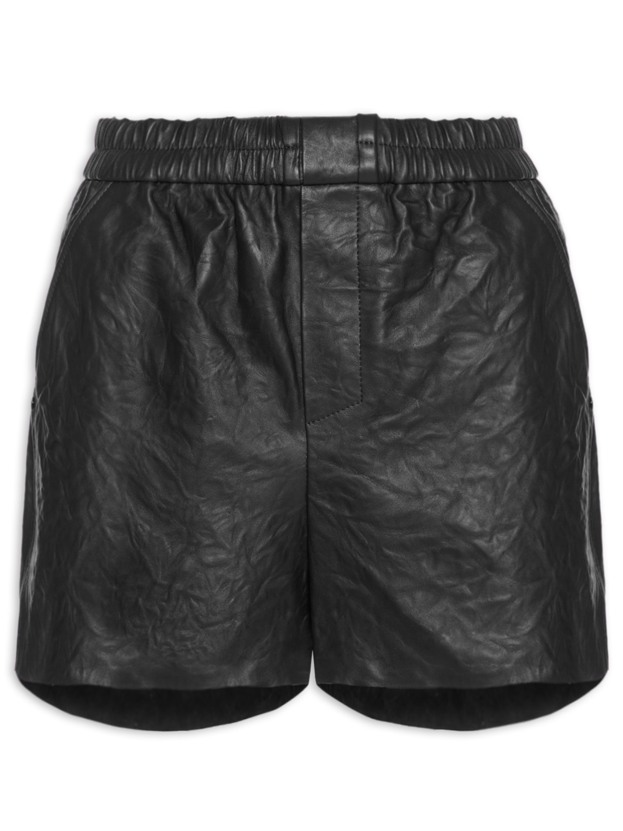 Short Feminino De Couro Box Vintage Preto Animale