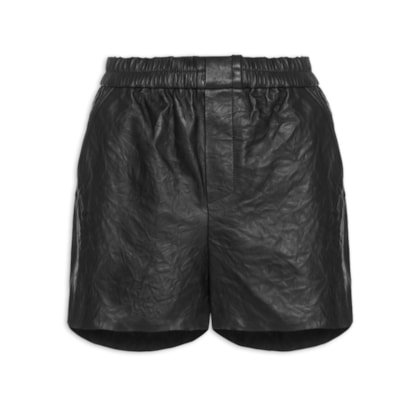 Short Feminino De Couro Box Vintage - Preto