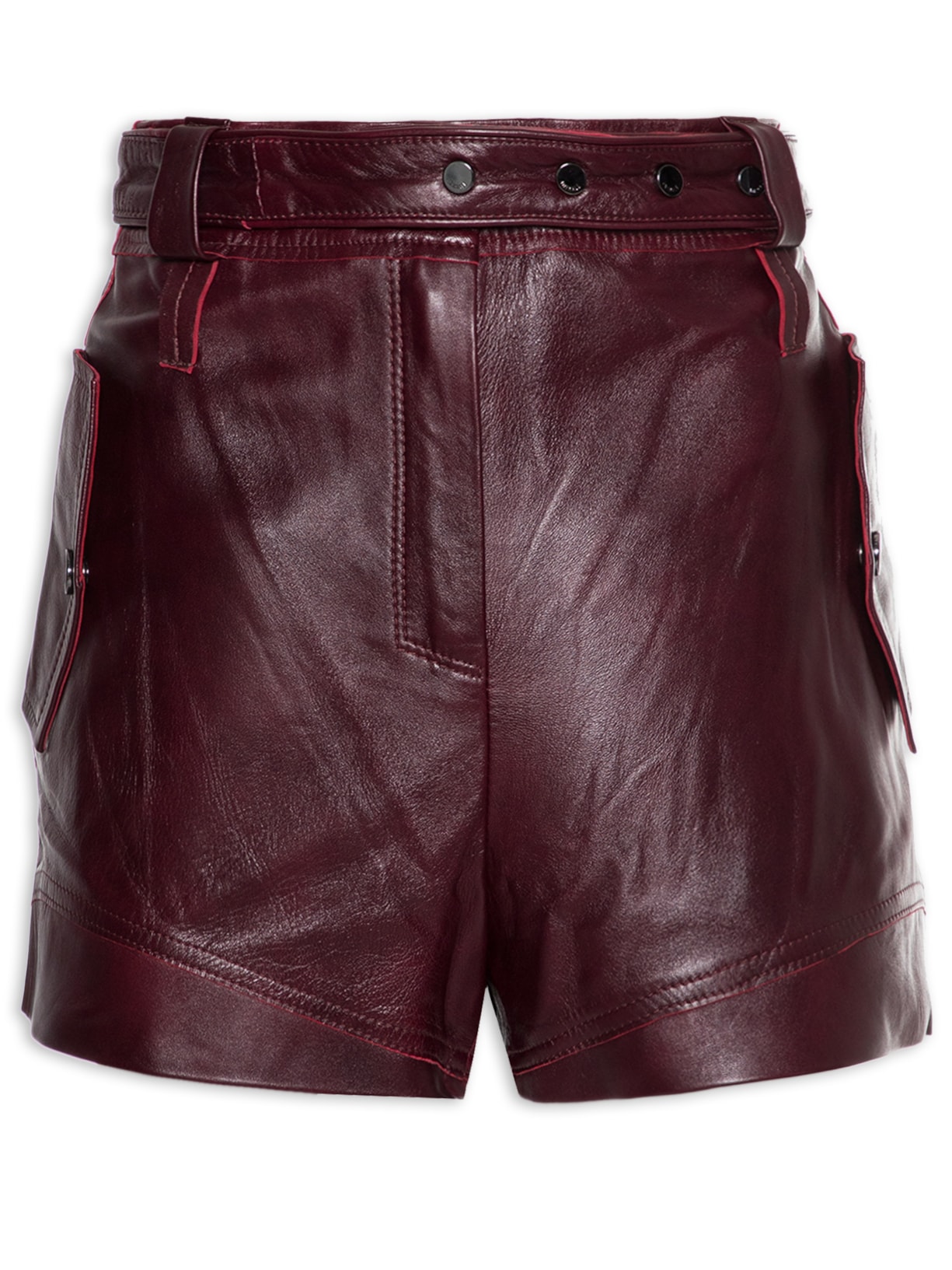 Short Feminino De Couro Cós Duplo Vintage - Vinho