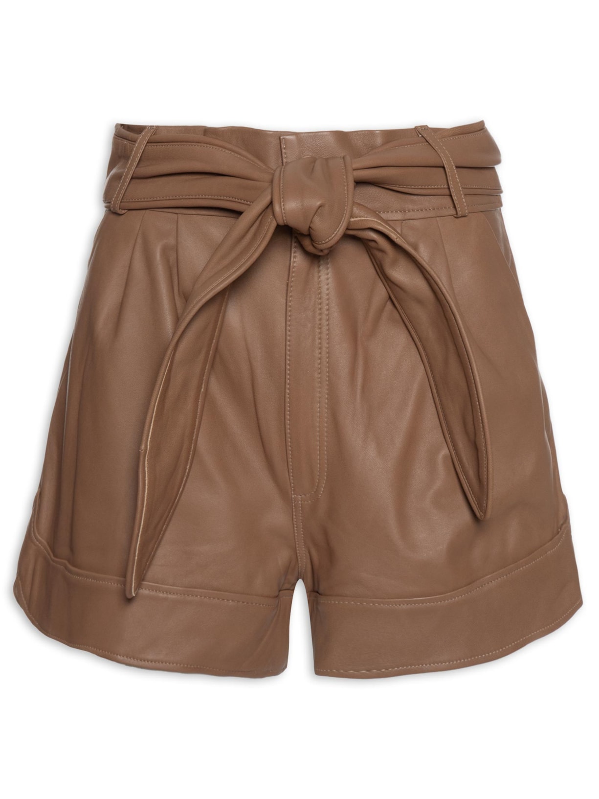 Short Feminino De Couro Max Barra - Marrom