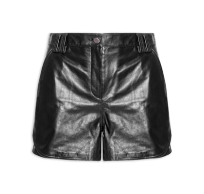 Short Feminino De Couro - Preto