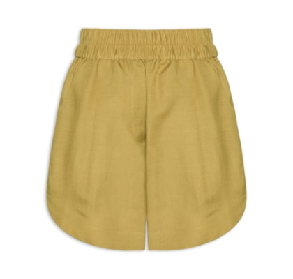 Short Feminino De Linho Bainha Fraudada - Verde