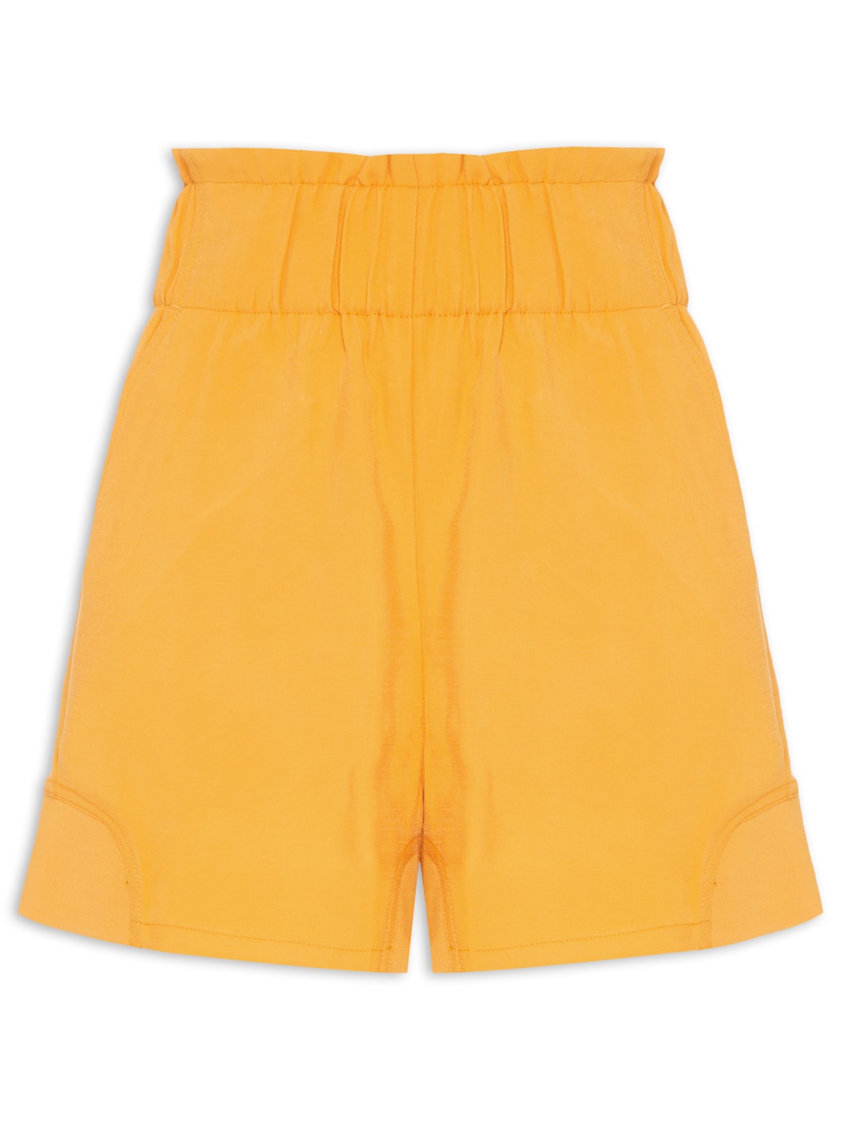 Short Feminino De Liocel Com Punho Na Barra - Laranja
