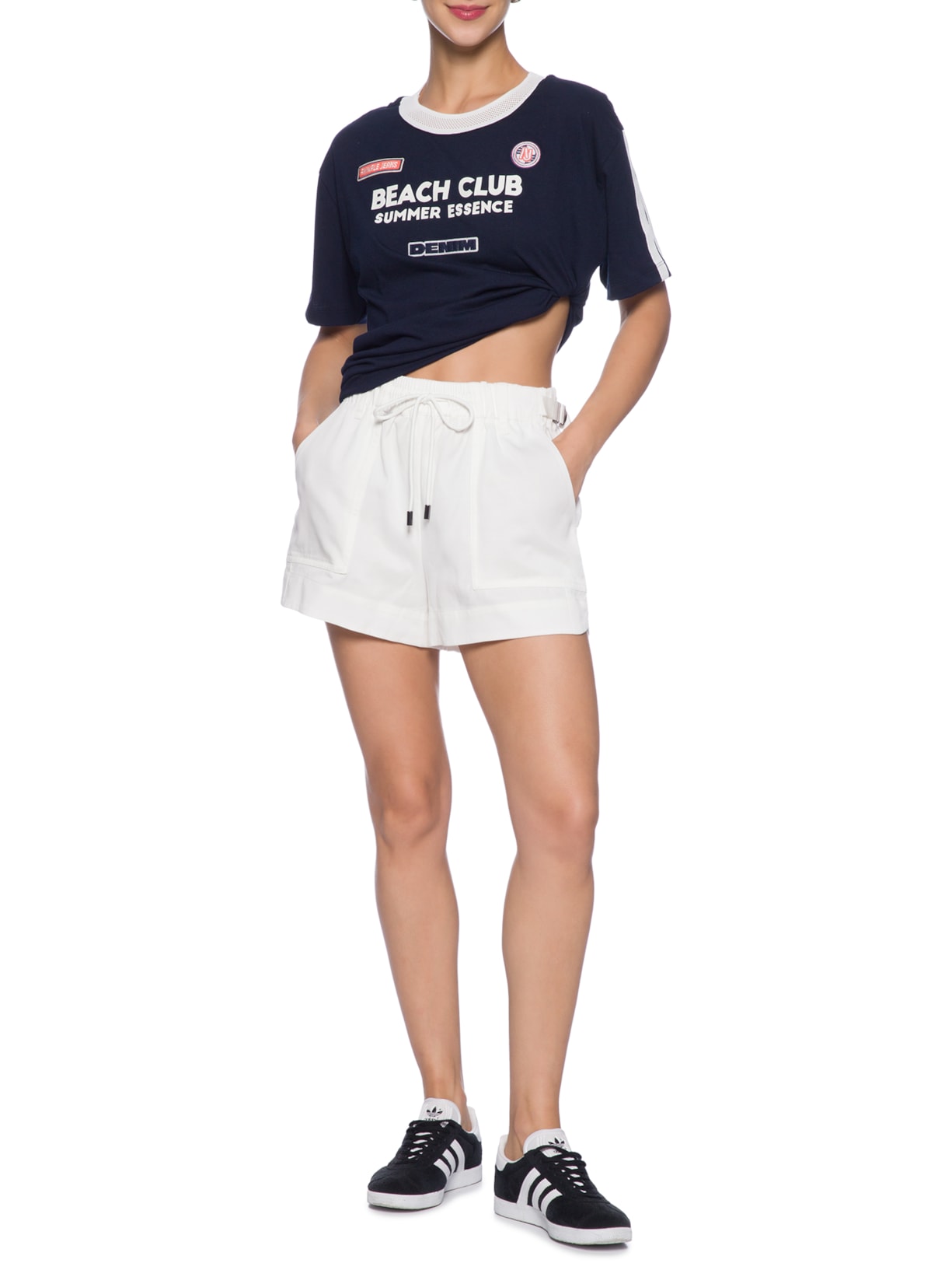 Short Feminino De Tencel Gorgorão Branco Animale Jeans