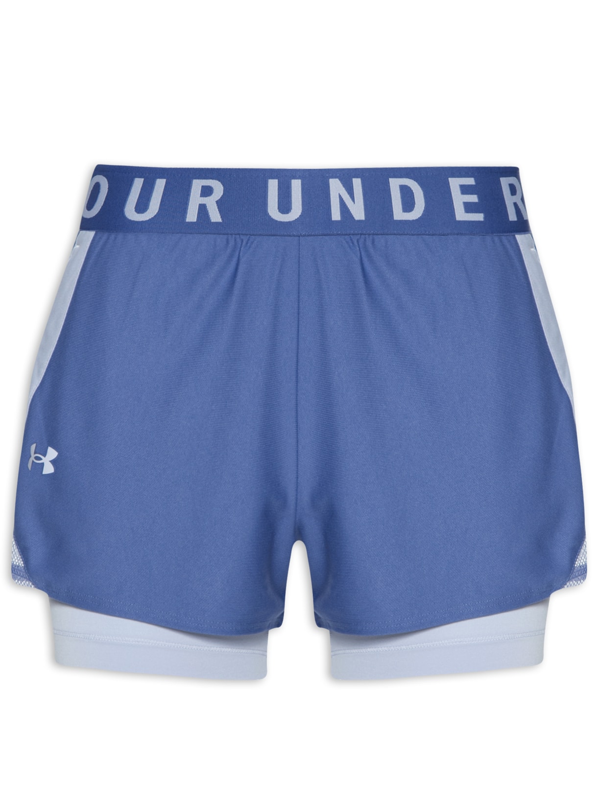 Short Feminino De Treino Play Up 2 Em 1 - Azul
