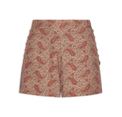 Short Feminino Detalhe Tachas Estampa Maya - Marrom