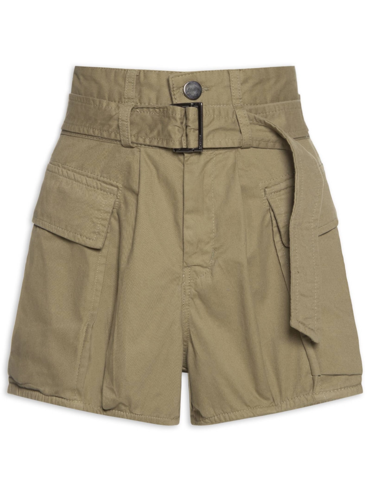 Short Feminino Duplo Cós Kahni Marrom Animale