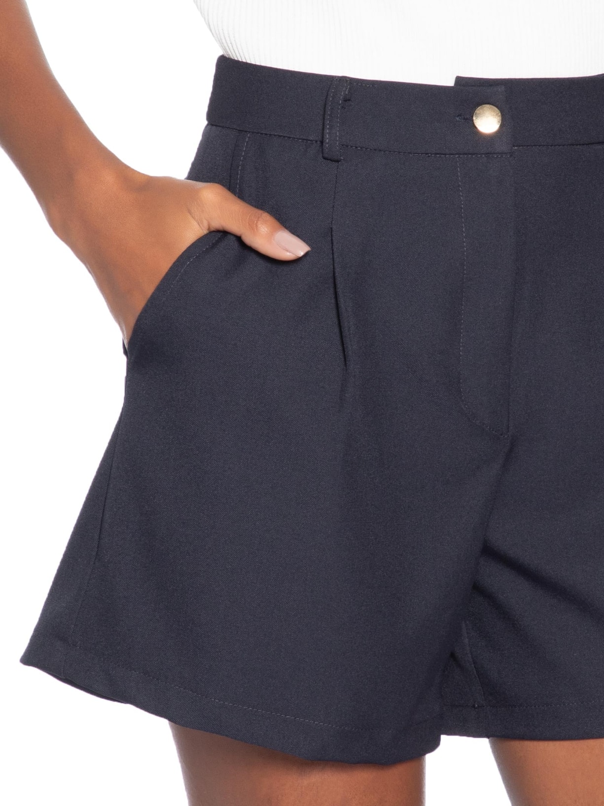 Short Feminino Em Alfaiataria Azul '2Essential