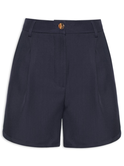 Short Feminino Em Alfaiataria - Azul
