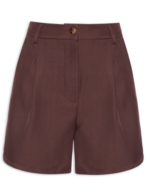 Short Feminino Em Alfaiataria - Marrom