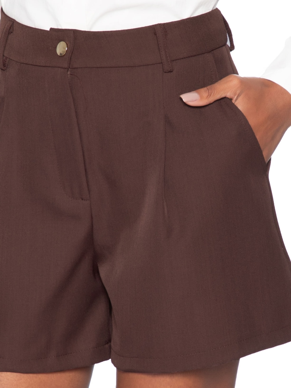 Short Feminino Em Alfaiataria Marrom '2Essential