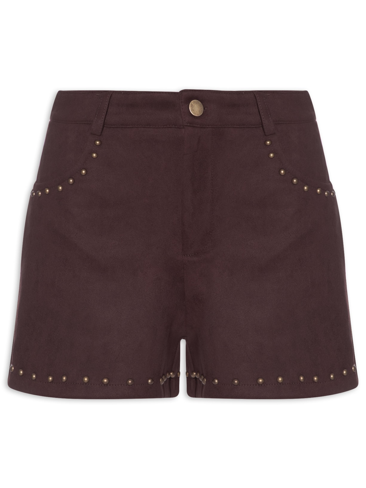 Short Feminino Em Suede Com Tachas Vermelho Market 33