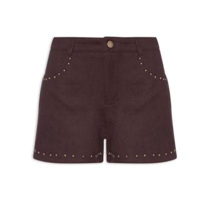 Short Feminino Em Suede Com Tachas - Vermelho