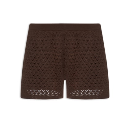 Short Feminino Em Tricot - Marrom