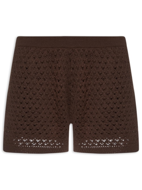 Short Feminino Em Tricot - Marrom