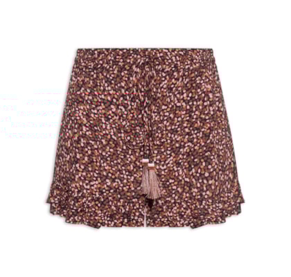 Short Feminino Estampa Céu Noturno - Marrom