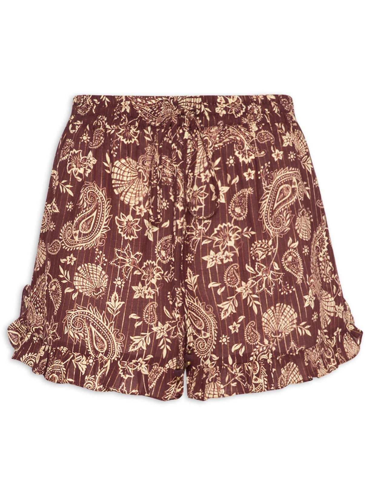 Short Feminino Estampa Coral Marrom Dress To