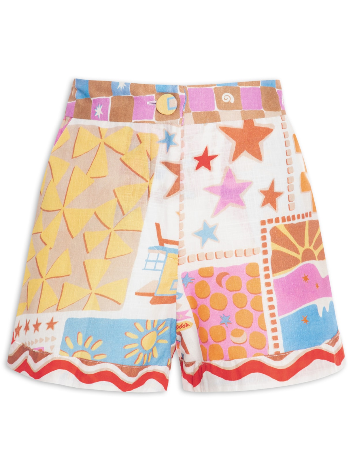 Short Feminino Estampa Onda Boa - Off White