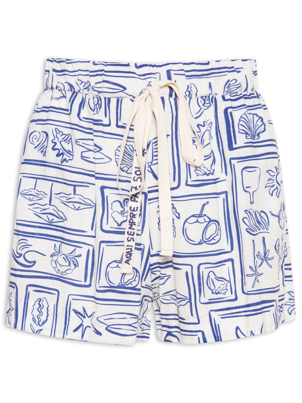 Short Feminino Estampa Praiana - Azul
