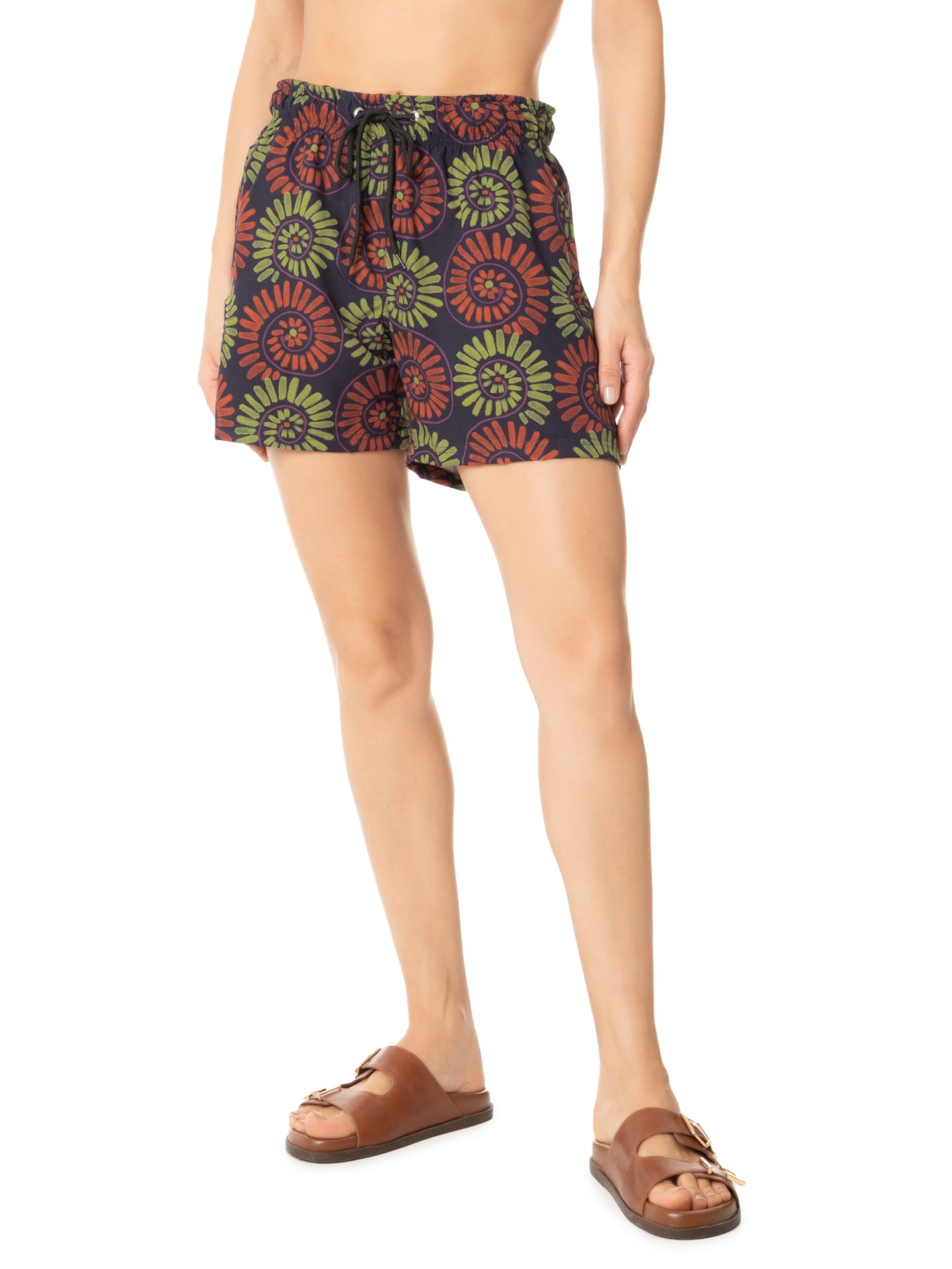 Short Feminino Estampado Conchas Preto August Swim