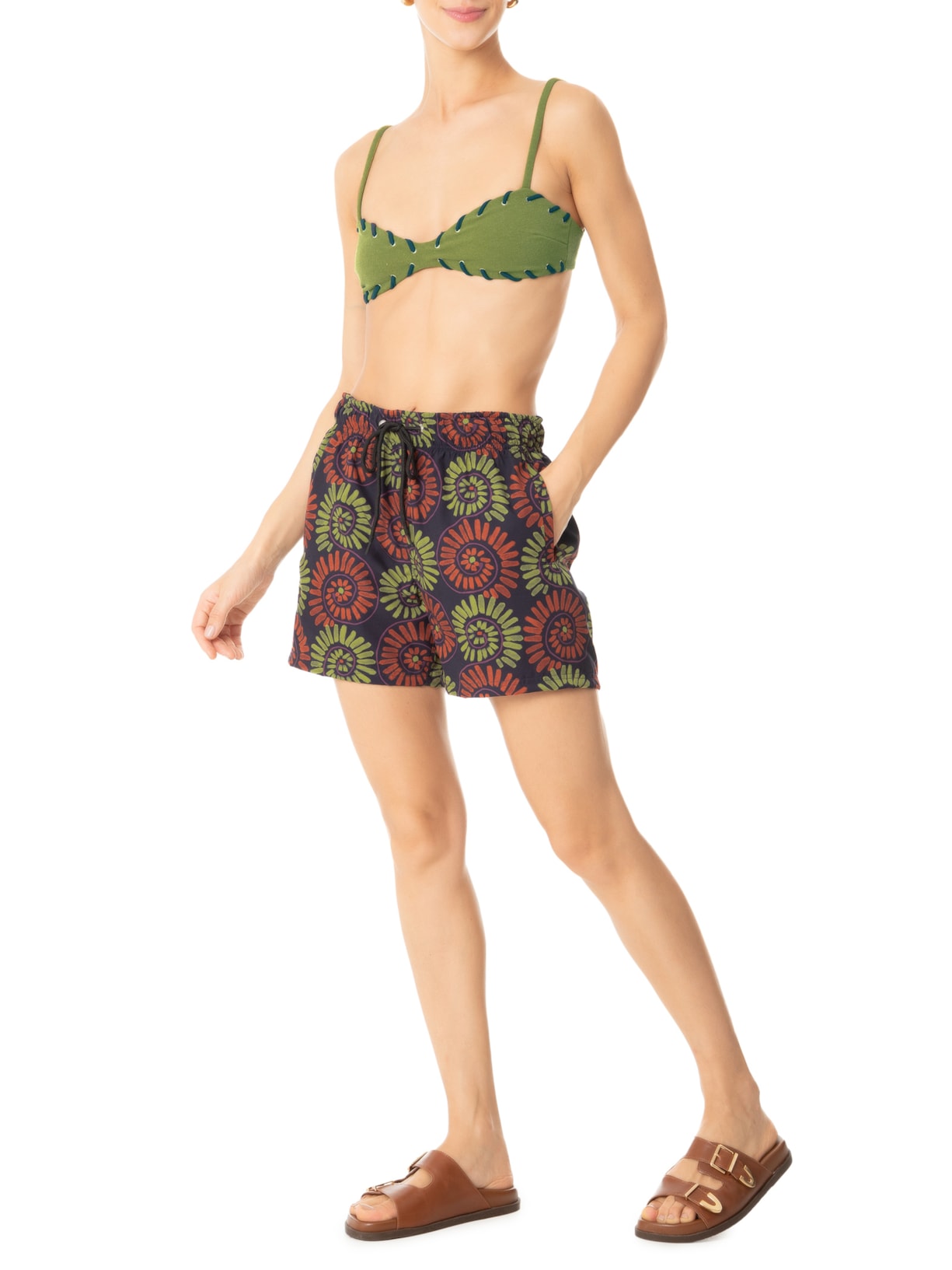 Short Feminino Estampado Conchas Preto August Swim