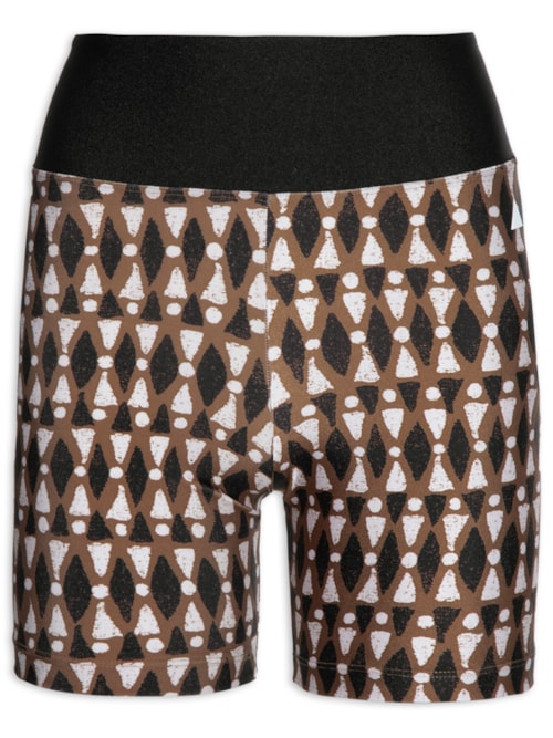 Short Feminino Estampado Ladrilho - Marrom