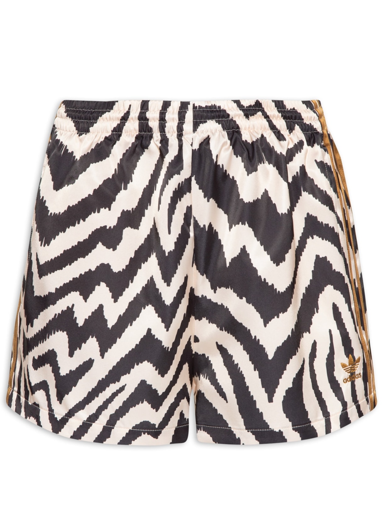 Short Feminino Firebird Em Cetim Com Estampa De Zebra - Marrom