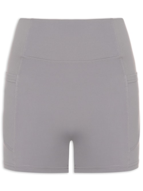 Short Feminino Fitness Com Bolso - Cinza