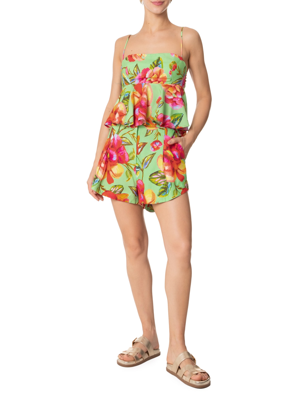 Short Feminino Flor Céu Verde Farm