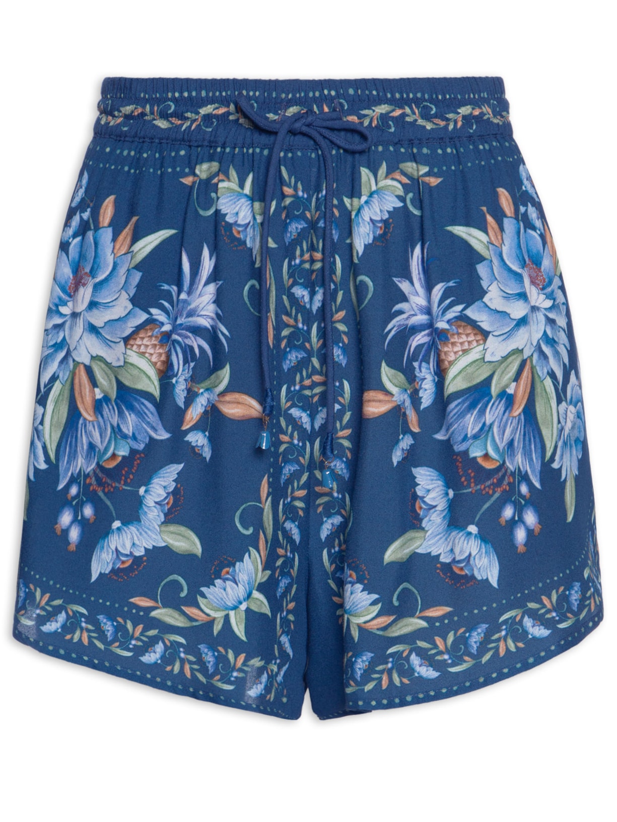 Short Feminino Floral Ana - Azul