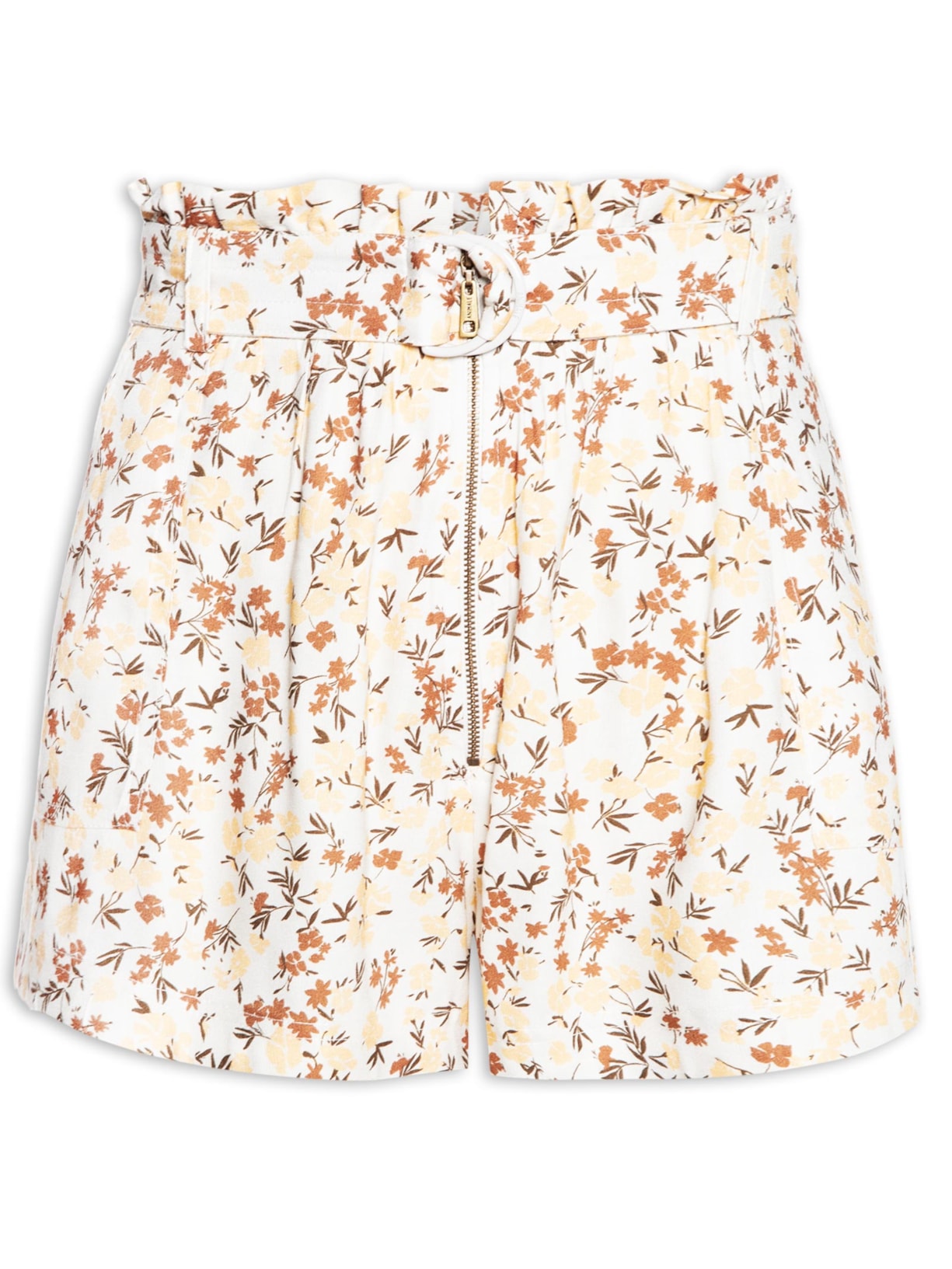 Short Feminino Floral Jardim - Bege