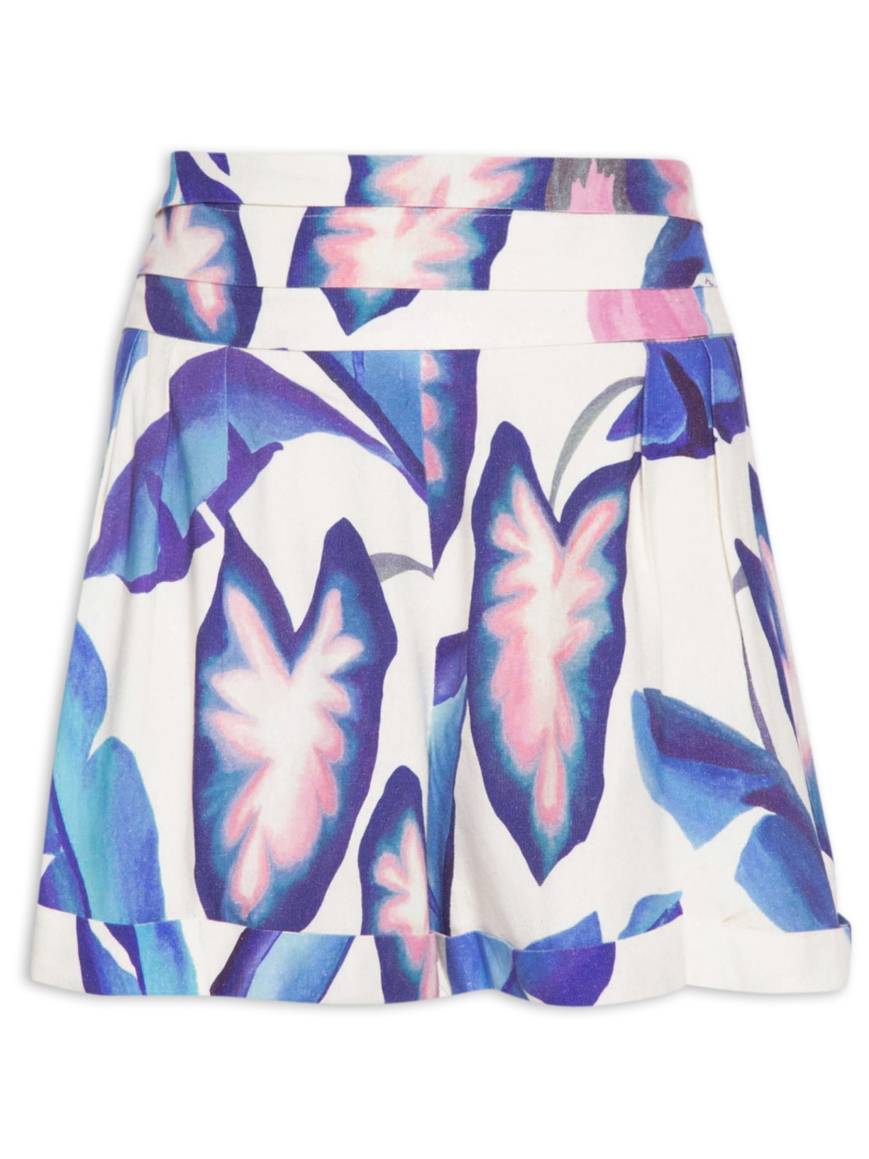 Short Feminino Folhagem De Verão - Azul